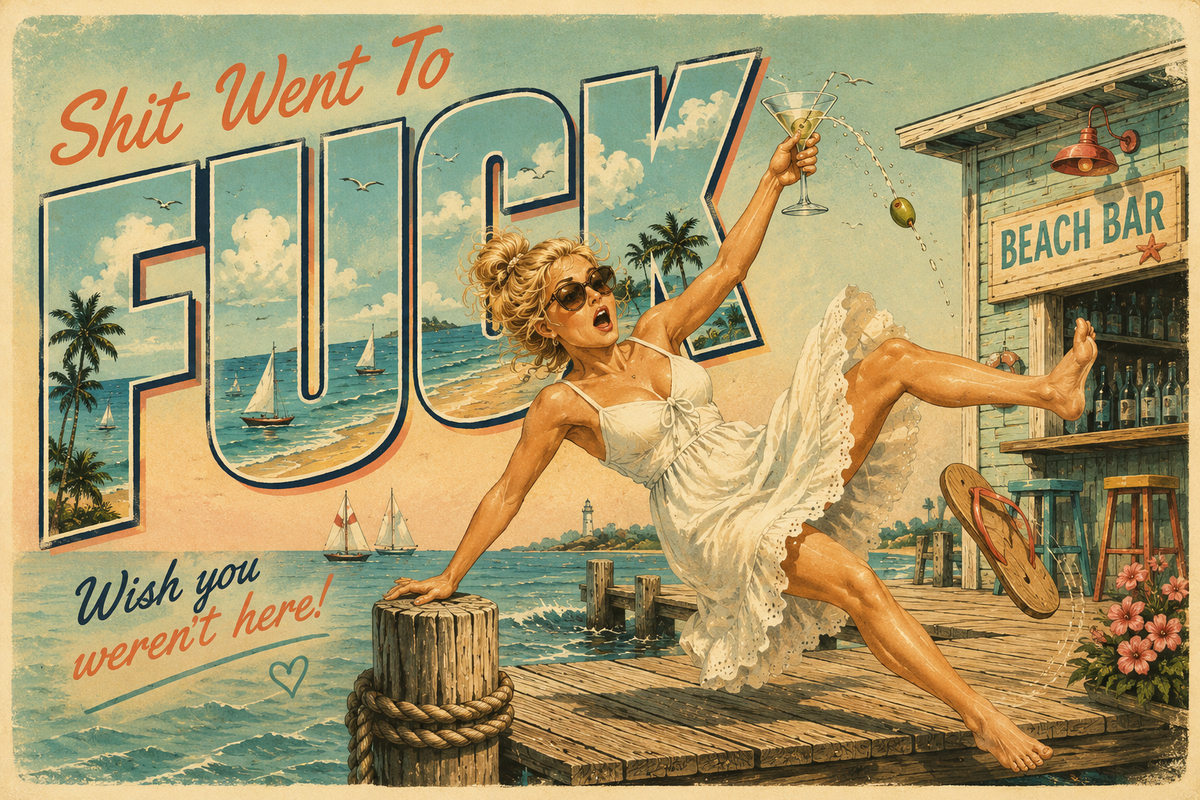 The "Shit Went To Fuck" Drunk Girl One Too Many V-Neck T-Shirt