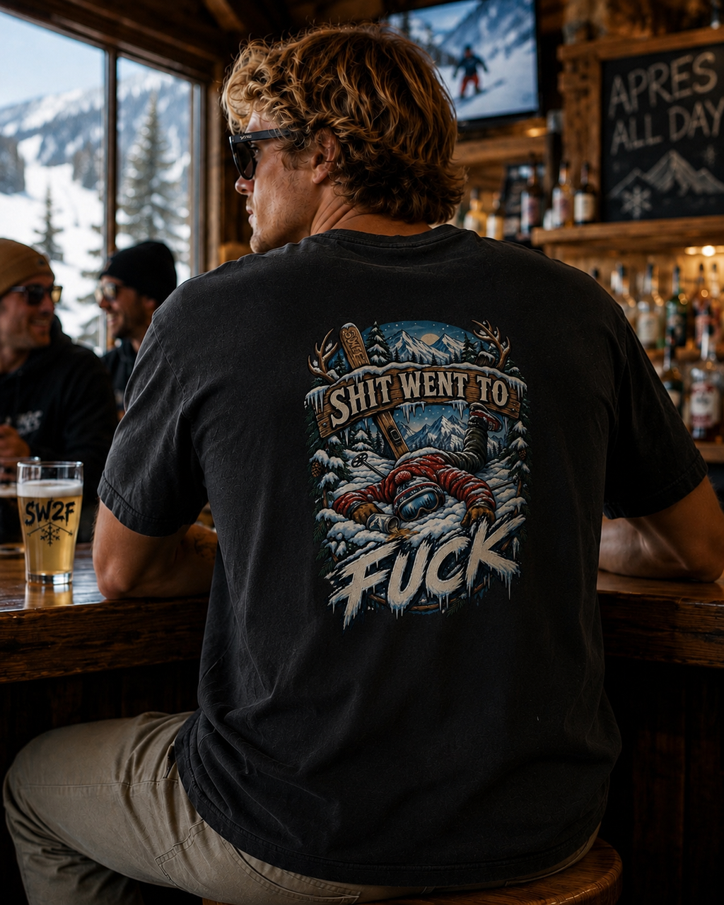 The "Shit Went To Fuck" Skier Yard Sale T-Shirt