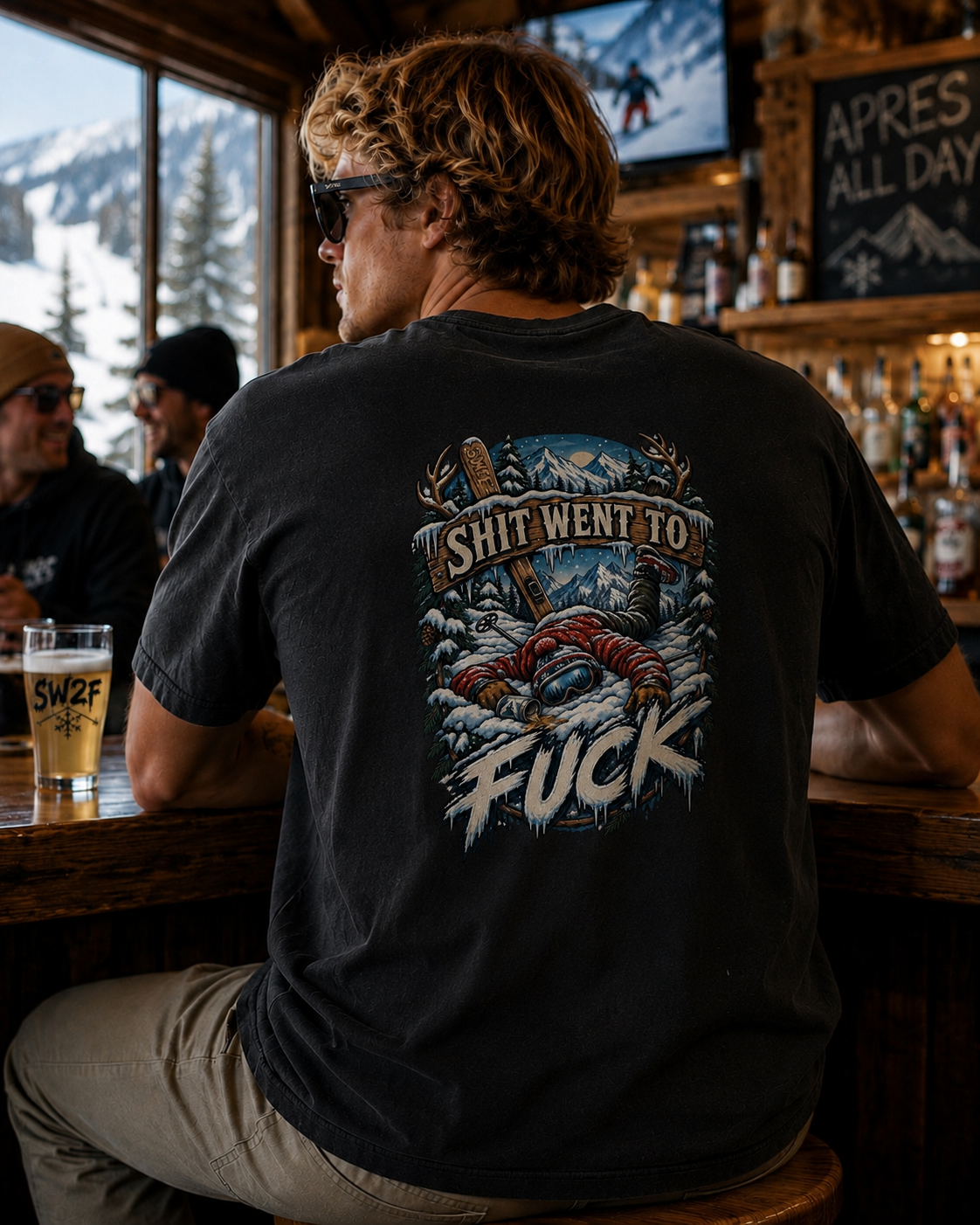 The "Shit Went To Fuck" Skier Yard Sale T-Shirt